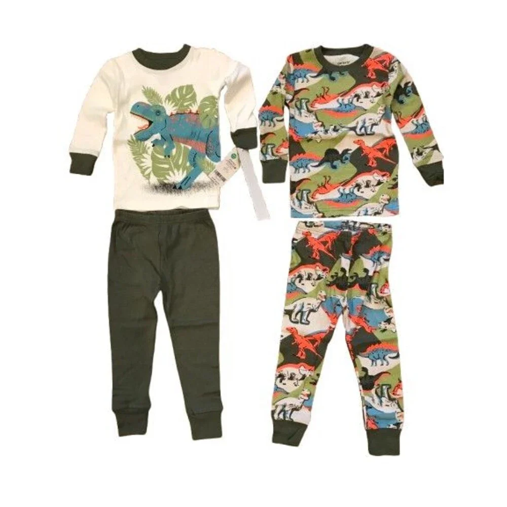 Boy's 18 Month 4 piece Pajama set Long Sleeve Shirts & Pants Carters Dinosaurs